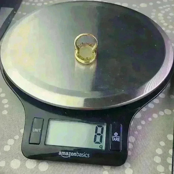 Vintage Gold-toned rose quartz light gree jade stone rings size 7 and si… - Picture 15 of 17